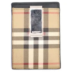BURBERRY (バーバリー) チェック柄 レザー マネークリップ付 カードケース ベージュ