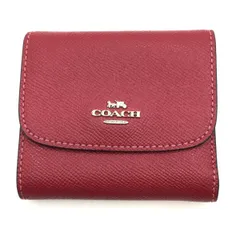 ◎◎COACH コーチ 3つ折り財布 クロスグレインレザー F87588 レッド 小銭入れ汚れ有
