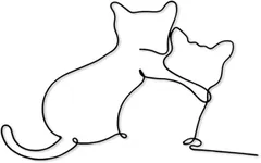SALUDABLE 猫 ウォールアート オブジェ インテリア雑貨 北欧 壁飾りアイアン 黒猫 グッズ (ハグする猫,  約38x37cm)