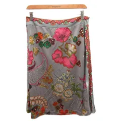 エトロ ETRO フレアスカート 台形スカート ひざ丈 総柄 花柄 44 グレー マルチカラー 081-15403-4378 ■MET2