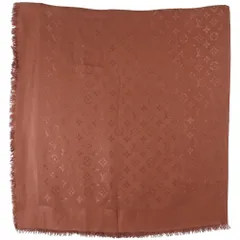 【LOUIS VUITTON】ルイ・ヴィトン モノグラム シルク×ウール 茶 レディース ストール