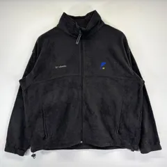 古着 コロンビア Columbia フリースジャケット 大きいサイズ フルジップ ワンポイントロゴ アウトドア 2XL  ブラック メンズ