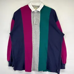 古着 90's/90年代 セントジョンズベイ ST JOHN'S BAY 長袖 ポロシャツ 大きいサイズ ラガーシャツ ストライプ柄 2XL マルチカラー メンズ