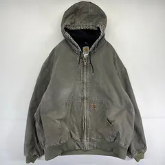 古着 カーハート Carhartt ワークジャケット ダック アクティブジャケット ワンポイントロゴ 大きいサイズ 2XL  カーキ系 メンズ
