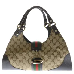GUCCI (グッチ) GGキャンバス シェリーライン ハンドバッグ ベージュ×ブラウン レザー×PVC 130995 ゴールド金具