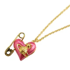 ヴィヴィアンウエストウッド Vivienne Westwood ネックレス オーブ ハート メタリック 安全ピンモチーフ ゴールドカラー ピンク /KW ■GY18