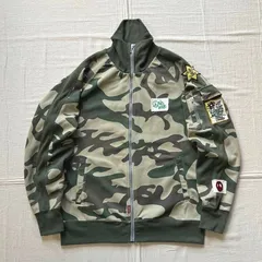 希少　archive　アーカイブ古着　カモフラージュ　迷彩　総柄　トラックジャケット　襟付き　ハイネックジャージ　ブルゾン　ピースマーク　花　ロゴワッペン　L　グランジ　C-BOY　Y2K　camouflage pattern track top jacket