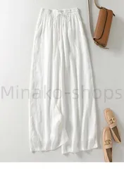 ストレートパンツ レディース 夏 ワイドパンツ 綿麻 薄手 ロングパンツ 無地 イージーパンツ ロング丈 ガウチョパンツ ウエストゴム ズボン