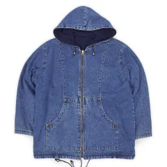 ベーシックエディションズ BASIC EDITIONS 90s 90年代 リバーシブル フーディージャケット デニム×フリース パーカー 珍品 USA ヴィンテージ アメリカ 古着 メンズ インディゴブルー L【中古】