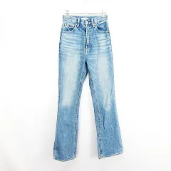 スライ SLY ジーンズ JEANS デニム ジーンズ ボトムス フレア ハイウエスト ユーズド加工 ストレッチ 23 インディゴブルー ※EKM