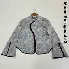 Mame Kurogouchi マメクロゴウチ☆mandarin jacquard tops 2 マンダリンジャガードトップス チャイナ ベルスリーブ グレー