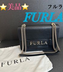 極美品✨FURLA FLOWブラックレザー スマホショルダーバッグ 保存袋付き 
