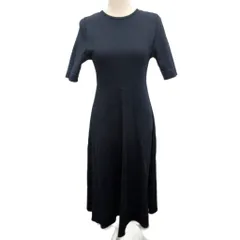 ボールジー BALLSEY トゥモローランド 美品 ダブルフェイスドットステッチ クルーネックワンピース ニット 半袖 ロング 36 約S 紺 ネイビー ■MET2 1026