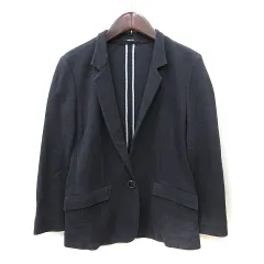 コムサイズム COMME CA ISM テーラードジャケット シングル 麻混 リネン混 黒 ブラック /YI