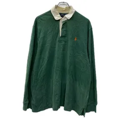 POLO RALPH LAUREN 長袖 ラガーシャツ XL グリーン ポロラルフローレン ハーフボタン 刺繍ワンポイント カスタムフィット 秋物 a801-5155