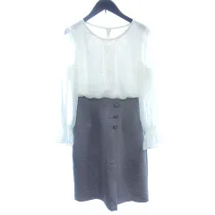 プロポーション ボディドレッシング PROPORTION BODY DRESSING ドッキングワンピース ひざ丈 キャンディスリーブ 長袖 2 S 白 ホワイト /AU