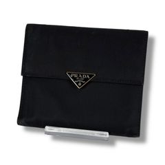 超美品・正規品 PRADA プラダ ナイロン 二つ折り財布 M523 ブラック