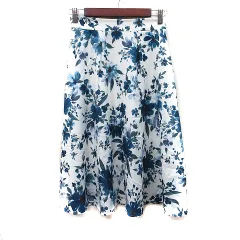 プロポーション ボディドレッシング PROPORTION BODY DRESSING フレアスカート ミモレ ロング 花柄 2 M 白 ホワイト 紺 ネイビー /YI