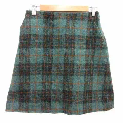 マッキントッシュフィロソフィー MACKINTOSH PHILOSOPHY 台形スカート ミニ ツイード チェック ウール 36 S 緑 グリーン /YK