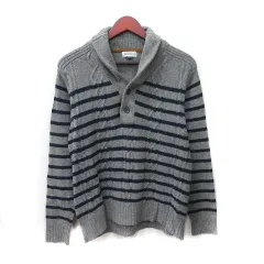 エレメントオブシンプルライフ element of SIMPLE LIFE ニット セーター ボーダー 長袖 M グレー 紺 ネイビー /YI