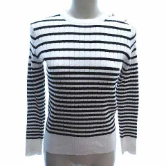 ロペピクニック ROPE Picnic ニット カットソー ボーダー 長袖 38 M 白 ホワイト 黒 ブラック /YK