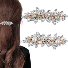 [all de blue]バレッタ 大きめ おしゃれ 髪留め ハーフアップ ヘアアクセサリー (ゴールド)