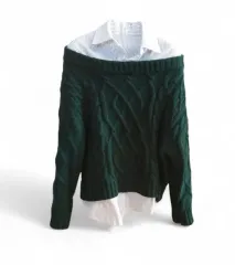 シャツとショールセーターが一体