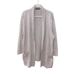 コムサイズム COMME CA ISM カーディガン ニット ロング 麻混 リネン混 長袖 L ピンクベージュ /MS