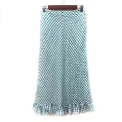 スローブ イエナ SLOBE IENA  マーメイドスカート ロング チェック 38 M 緑 グリーン 白 ホワイト /YI