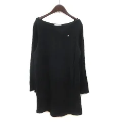 アーノルドパーマー Arnold Palmer ワンピース ひざ丈 ボートネック ワンポイント 切替 ニット 長袖 3 黒 ブラック /MS