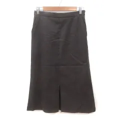 ボールジー BALLSEY トゥモローランド 台形スカート フレア ロング スリット フェイクスエード 36 茶 ブラウン /MS