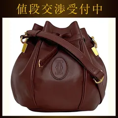 カルティエ ショルダーバッグ ボルドー マスト 美品 巾着 レザー 中古