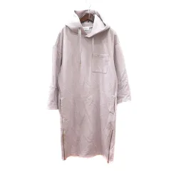 シンプリシテェ Simplicite ワンピース ひざ丈 長袖 裏起毛 フード ピンク /MN