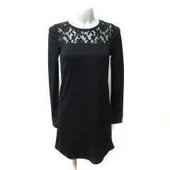 エゴイスト EGOIST ワンピース ミニ 切替 レース 長袖 F 黒 ブラック /YI