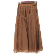 アンタイトル UNTITLED フレアスカート ギャザー ナイロン 0 XS 茶 ブラウン /YI