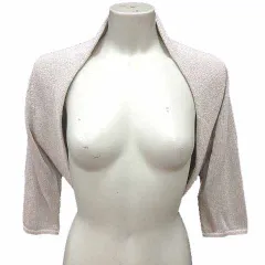 コムサイズム COMME CA ISM カーディガン ボレロ ニット 五分袖 M ベージュ /YK