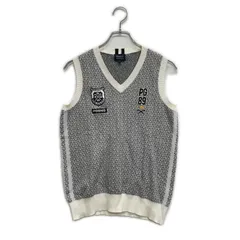 中古 レディース パーリーゲイツ PEARLY GATES ベスト 1(M) ホワイト Vネック ニット ニコちゃん 総柄