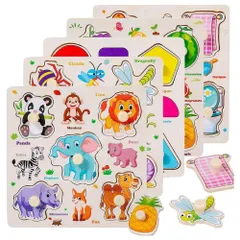 早期開発 はめこみ・形合わせ 指先あそび はめパズル 数字・形・図形認識 英語認知 知育玩具 色彩感覚 早期開発 指先訓練 モンテッソーリ玩具 モンテッソーリ教具 (5つのモデル)