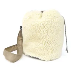 WA26050 美品 Marmot マーモット リバーシブル ショルダーバッグ サコッシュ 巾着 フリース ボア×ナイロン アイボリー×グレージュ レディースのサムネイル