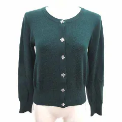 インデックス INDEX カーディガン ニット ビジュー 長袖 M 深緑 ダークグリーン /YK