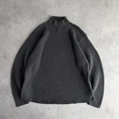 00s/Eddie Bauer/エディーバウアー/コットンニット/畦編み/モックネック/ハイネック/プルオーバー/無地/ソリッド/ノームコア/チャコールグレー/XL/jmaple
