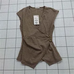 ◇ ⊂ ザラ ZARA 3644/177/730 ベージュ系ラップデザインノースリーブトップス レディース E  【1511110034438】
