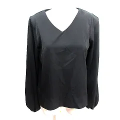 アーバンリサーチ サニーレーベル URBAN RESEARCH Sonny Label シャツ ブラウス Vネック バルーンスリーブ 長袖 F 黒 ブラック /AU