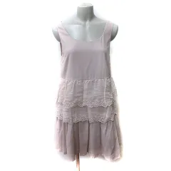 ジルスチュアート JILL STUART ワンピース ひざ丈 ノースリーブ ティアード 刺繍 ウール 4 L ベージュ /YI