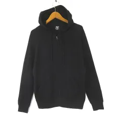 プラステ PLST TERRACE＆1MILE ワンマイル ニット パーカー フード ジップアップ ラグランスリーブ 長袖 M 黒 ブラックのサムネイル