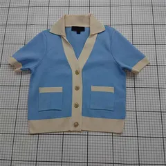 ◇ Θ ザラ ZARA ショートスリーブカーディガン ポケット付き ブルー系 S レディース E  【1511110035602】