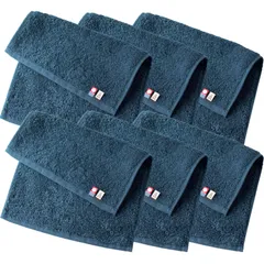 23×32 今治タオル 個包装 タオルハンカチ 日本製 おしぼりサイズ 綿100% ハンドタオル (ネイビー ちょうどいい 6枚) [TAVARAT]