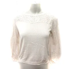 エニィスィス エニシス anySiS ニット カットソー Uネック 長袖 総柄 2 ライトベージュ /RT