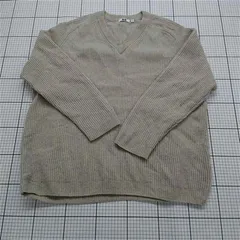 ◇ ⊇ ユニクロU UNIQLO U ウールVネックリブニットセーター 3XL ベージュ系 メンズ E  【1511110035916】