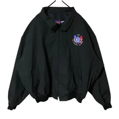 USA製 2XL ワーク ブラック 黒 ブルゾン ワンポイント 刺繍 オーバーサイズ 極太アーム ジャケット アウター レディース ユニセックス メンズ 古着 長袖